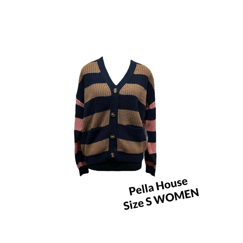 Time and Tru Boyfriend Cardigan Midweight Sweater Women's Size S Dark Navy